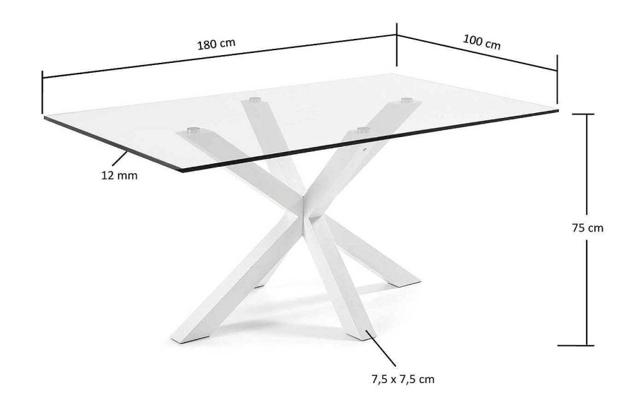 Comedor Dismobel Mesas Fijas Grandes | Mesa De Comedor Plinto Blanco-Transparente