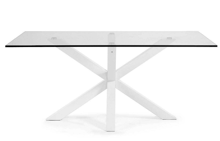 Comedor Dismobel Mesas Fijas Grandes | Mesa De Comedor Plinto Blanco-Transparente