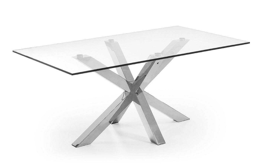 Comedor Dismobel Mesas Fijas Est Ndar | Mesa De Comedor Plinto Inox-Transparente 160