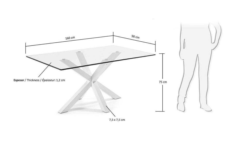 Comedor Dismobel Mesas Fijas Est Ndar | Mesa De Comedor Plinto Blanco-Transparente 160