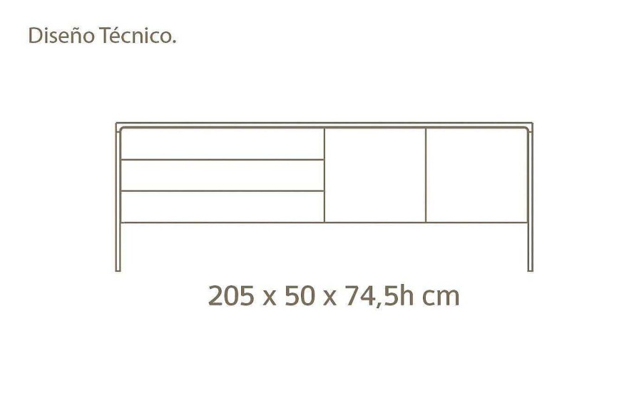 Comedor Dismobel Aparadores | Aparador Tactile Tres Cajones A La Izquierda Y Dos Puertas A La Derecha