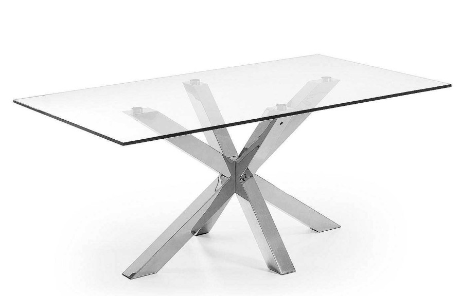 Comedor Dismobel Mesas Fijas Grandes | Mesa De Comedor Plinto Metal-Transparente 180