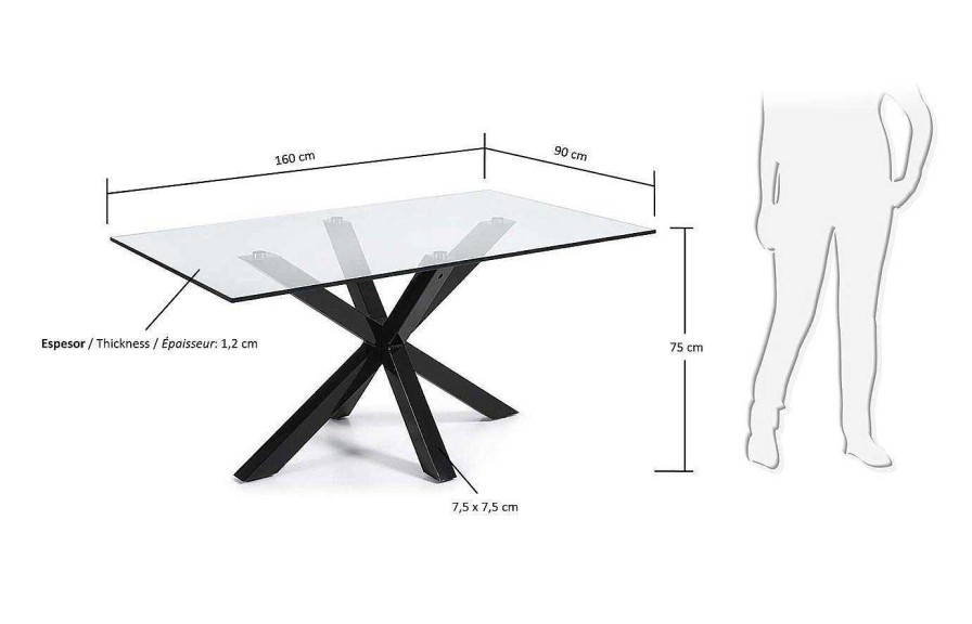 Comedor Dismobel Mesas Fijas Est Ndar | Mesa De Comedor Plinto Negro-Transparente 160